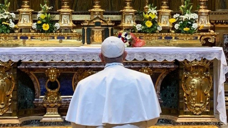 Pope Francis at Rome's St. Mary Major Basilica on January 22, 2019. 