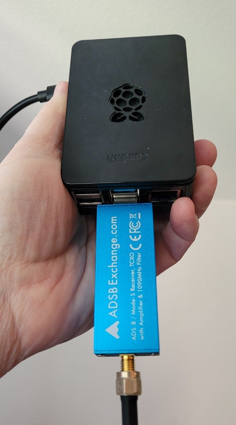 Raspberry Pi and ADSBExchange dongle (USB stick)