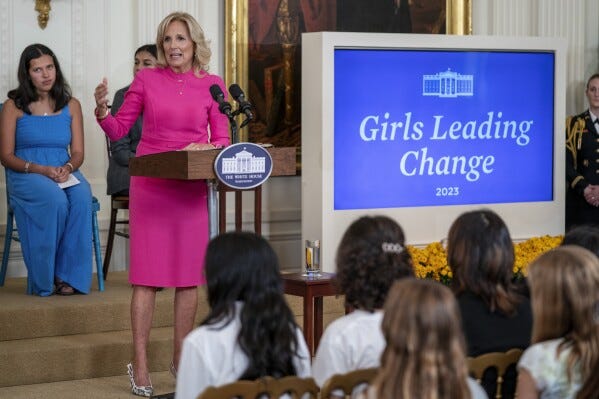 Jill Biden recognizes 15 young women from 13 states for advocacy to improve  their communities | AP News