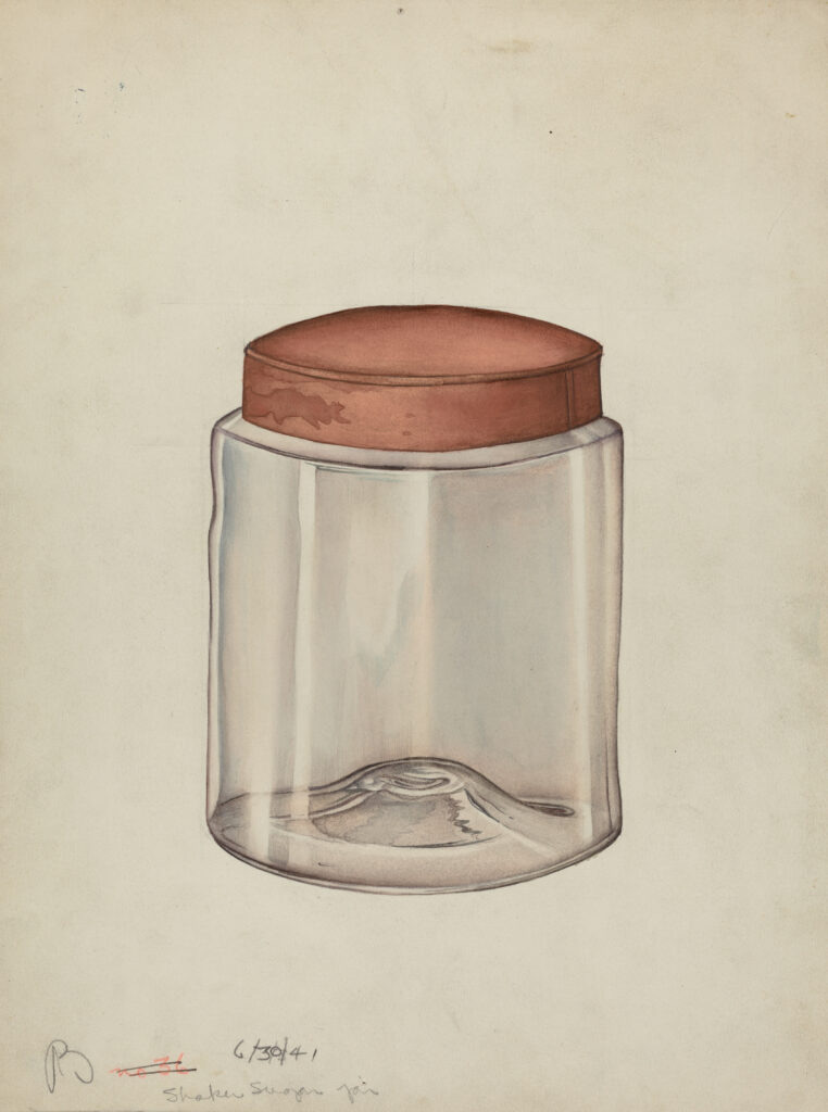 a watercolor and graphite picture by Charles Goodwin, showing a sugar jar