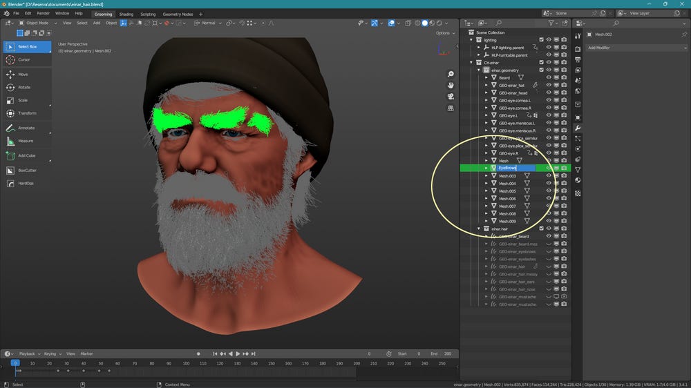 Renaming the meshes to be able to identify and to organize them easily in Lightwave 3D.