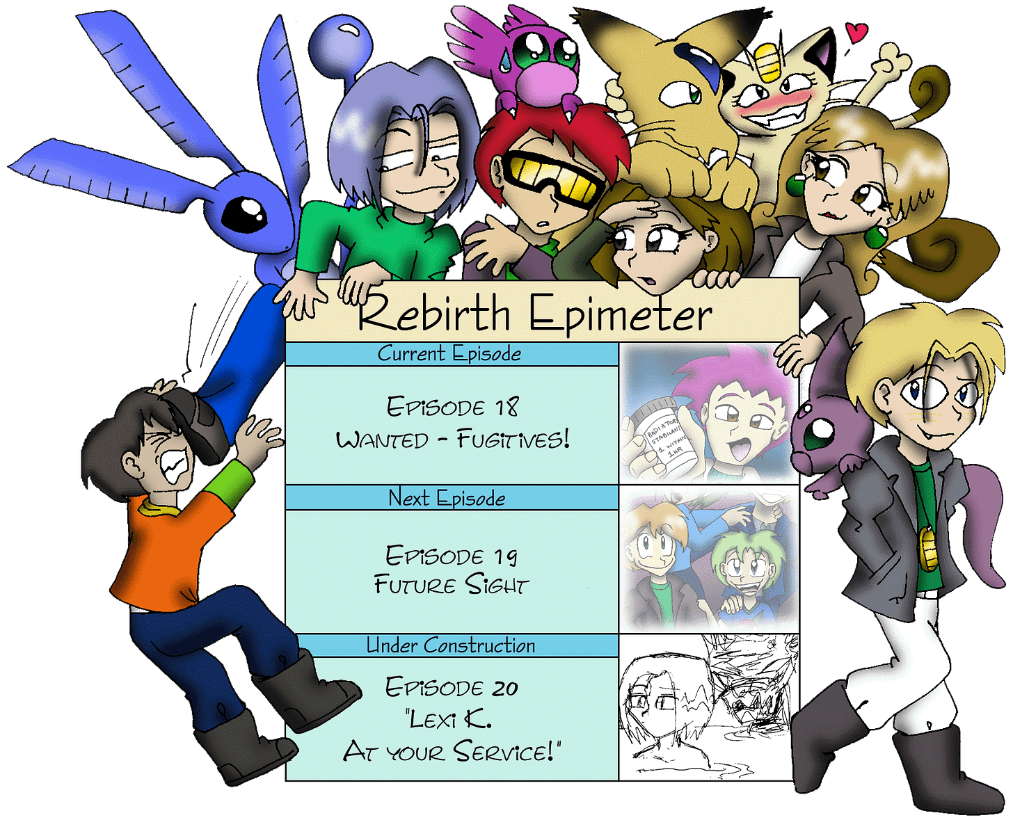 An art asset showcasing the Episode Board from the website in 2002