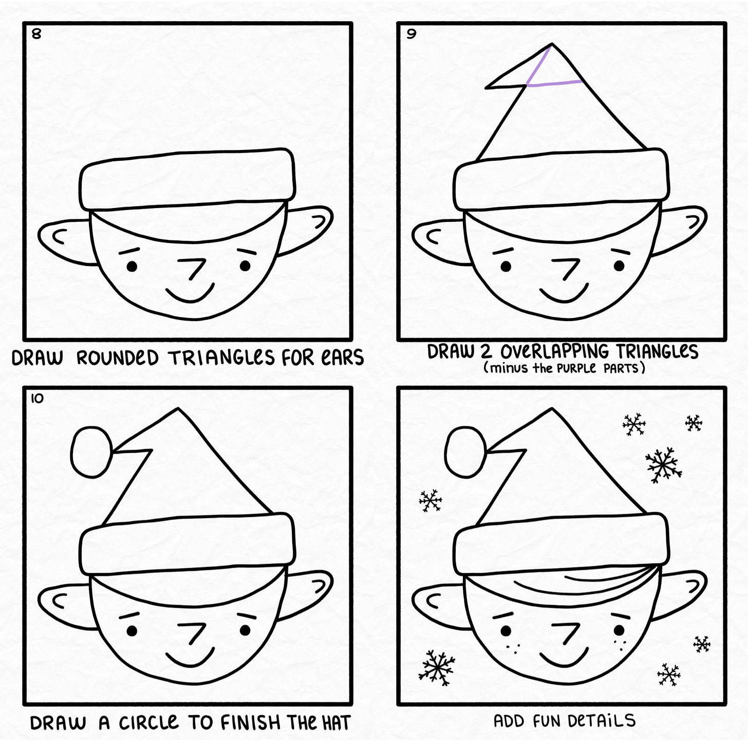 draw an elf with Andy steps eight through ten