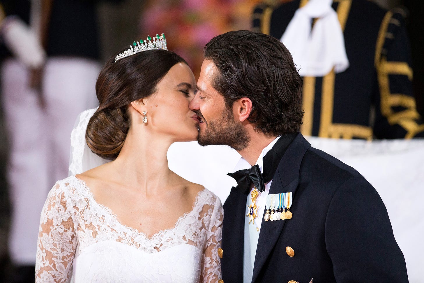 Prince Carl Philip kisses Princess Sofia of Sweden