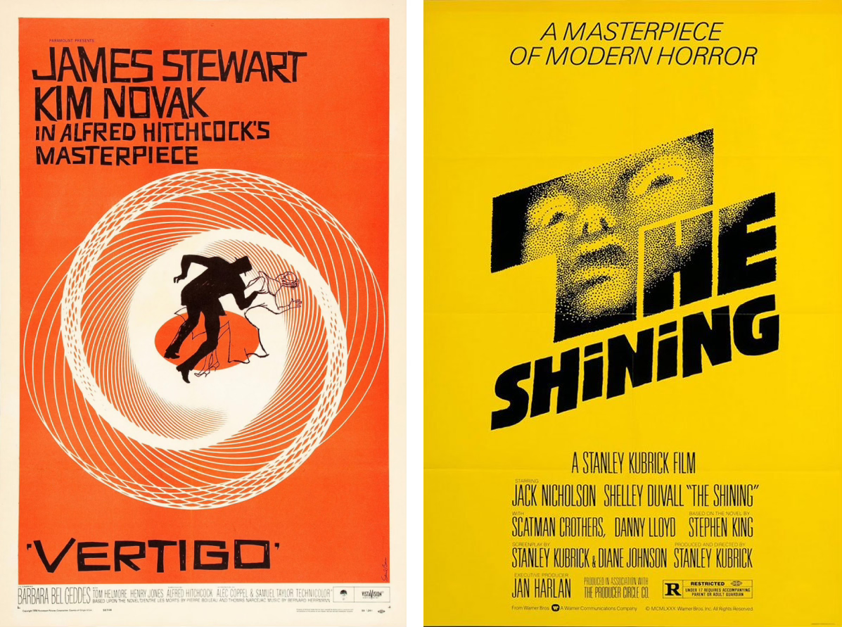 Two posters for Vertigo and The Shining