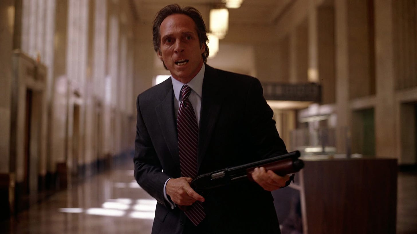 In The Dark Knight (2008), the bank manager is played by William Fichtner.  This is a reference to Heat (1995). Nolan has cited Heat as a major  influence on The Dark Knight. :