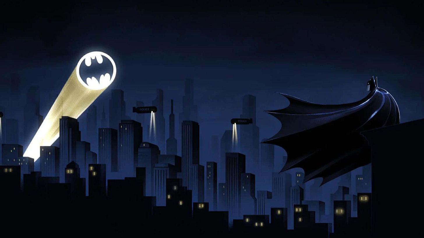 Download The Glowing Bat Signal in the Night Sky Wallpaper | Wallpapers.com