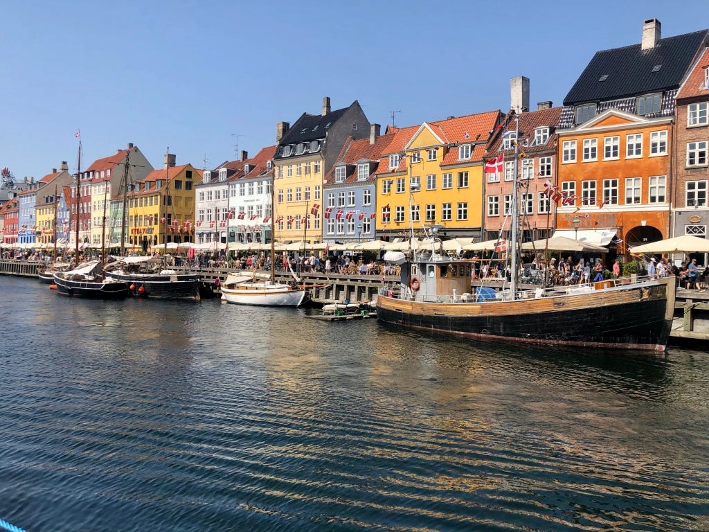 Colorful buildings along the Nyhavn waterfront in Copenhagen