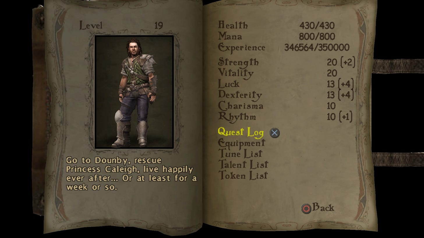 Character profile in The Bard's Tale