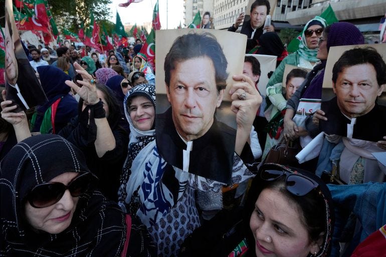 Supporters of Pakistan's Former Prime Minister Imran Khan chant slogans during a protest against the Pakistan Election Commission, in Karachi, Pakistan, Saturday, March 2, 2024