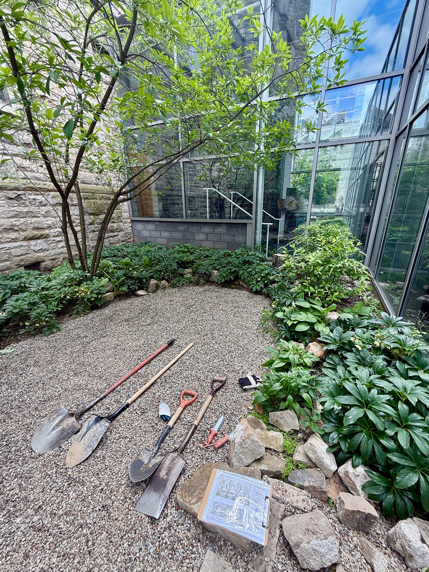 Getting reading for planting with the garden plan and tools this past Sunday. 