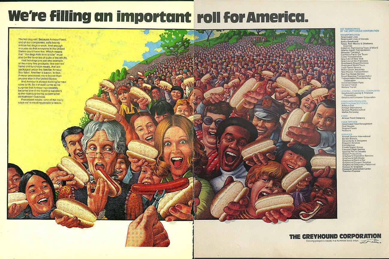 Filling an important roll for America Greyhound Armour Foods Division ad  1976