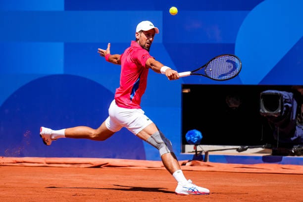 Novak Djokovic of Serbia competing in the Men's Singles Second Round during Day 3 of Tennis - Olympic Games Paris 2024 at Roland Garros on July 29,...