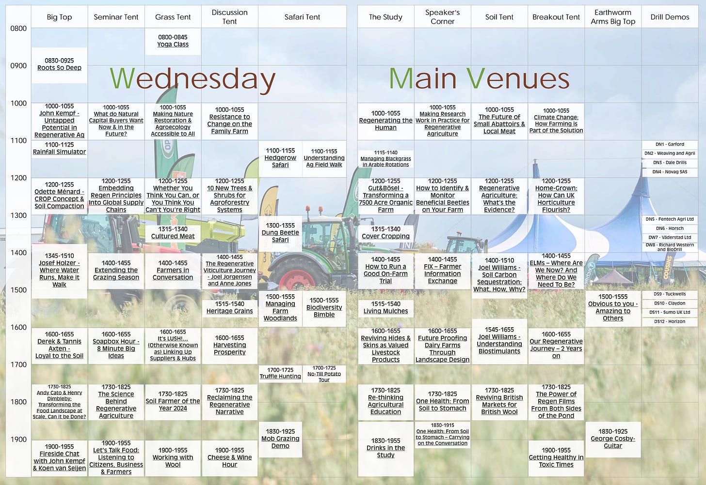 The session running order from Wednesday at Groundswell