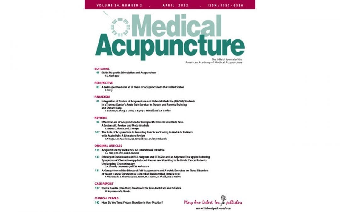 medical acupuncture and static magnetic field therapy biomagnetism acu.2022.34.issue-2