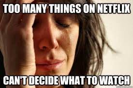 Too Many things on netflix can't decide what to watch - First World Problems  - quickmeme