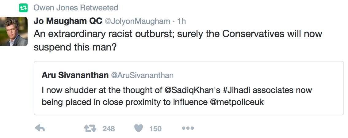 Aru Sivananthan Owen Jones retweet