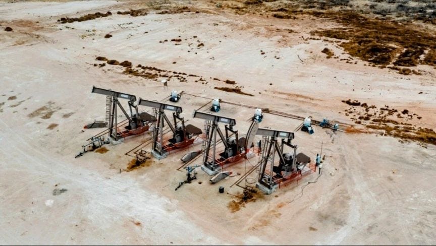 Airiel photo of pump jacks in the Permian Basin