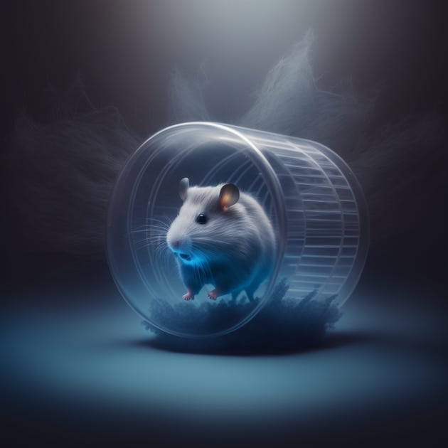 A hamster running in its cage.