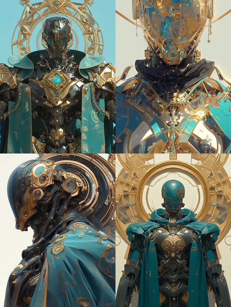 Modern robotic body in the style of Art Deco