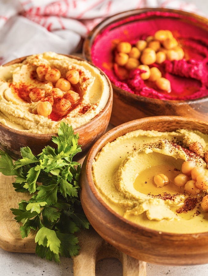 Homemade Hummus varieties