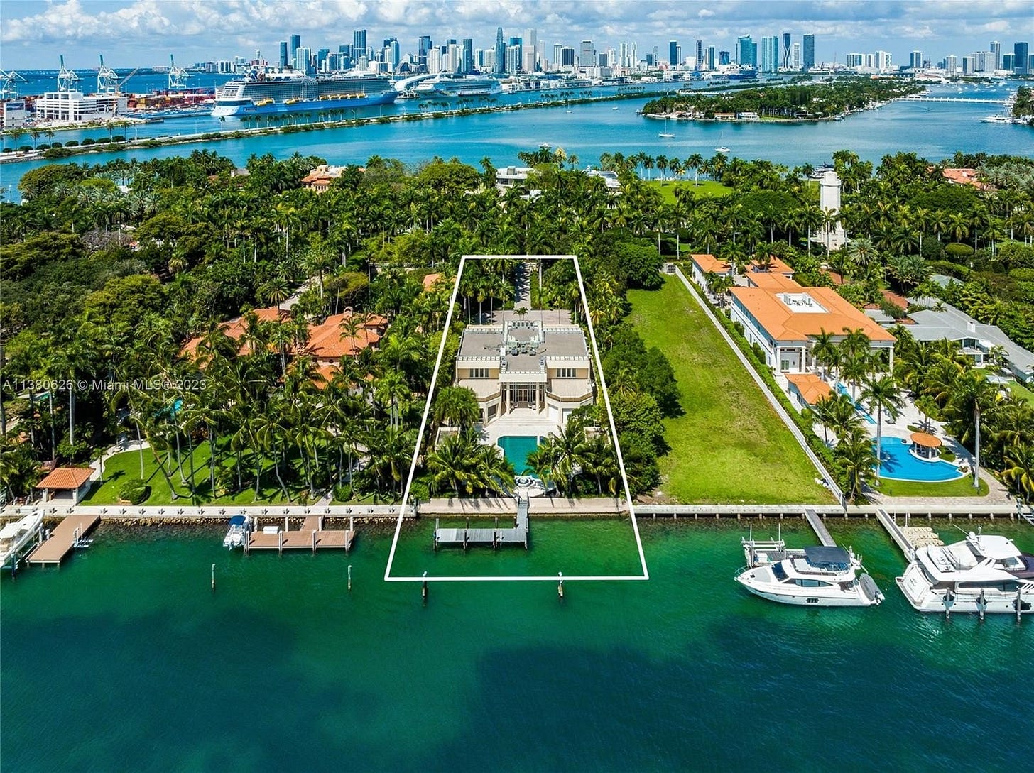 Aerial View featured at 37 Star Island Dr, Miami Beach, FL, 33139