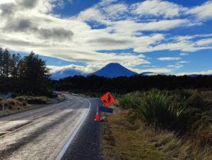 Silhouette of Ngāuruhoe from State Highway 47