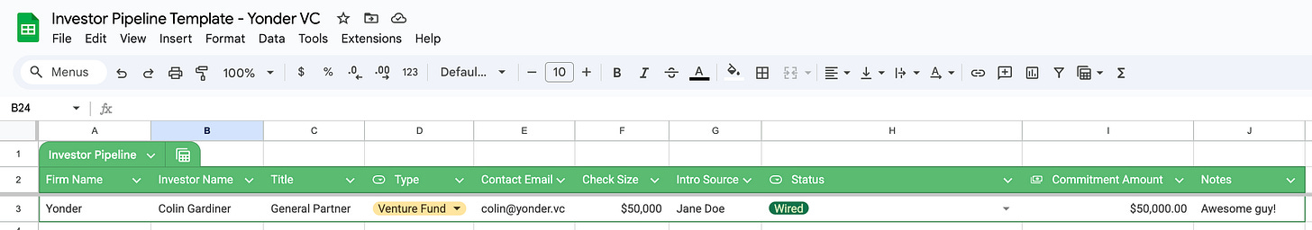 Free investor pipeline and CRM template