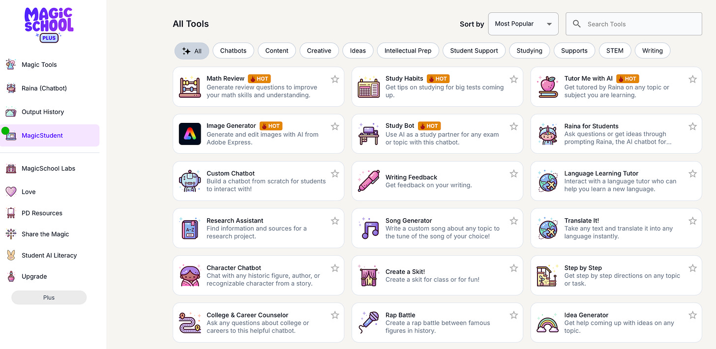Screenshot magicschool.ai