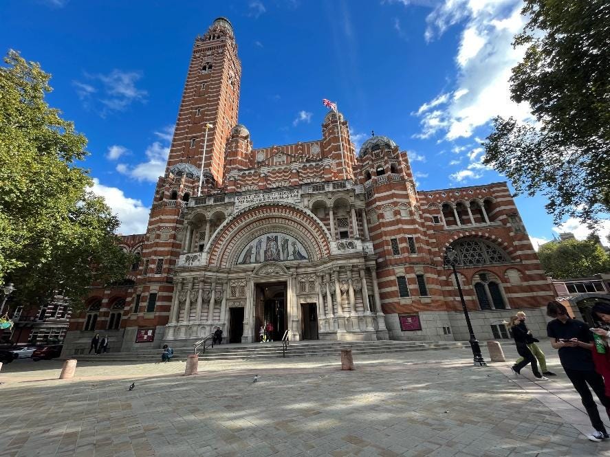 The outside of Westminster Cathedral.