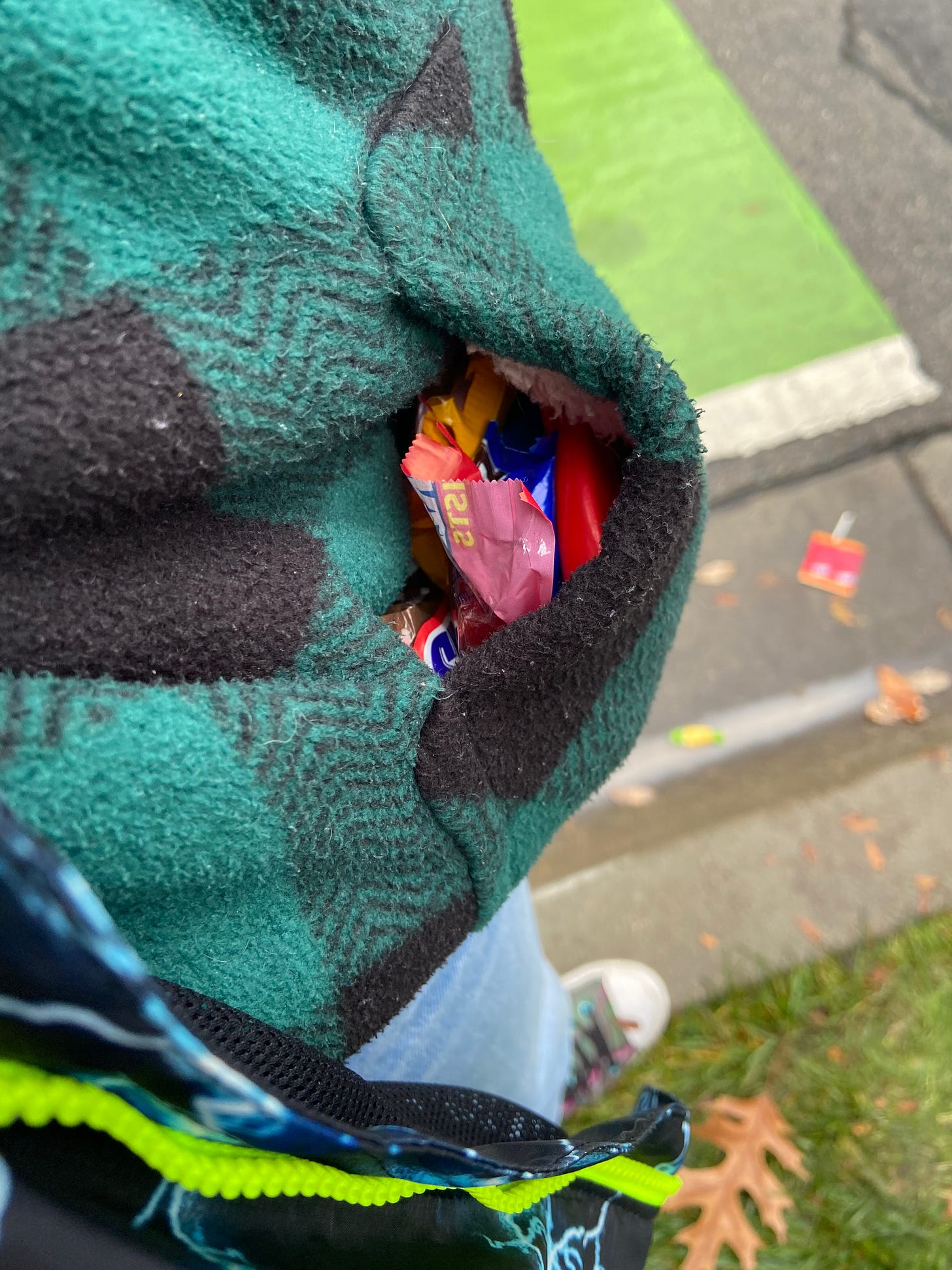Candy in the pocket of a girl watching the parade