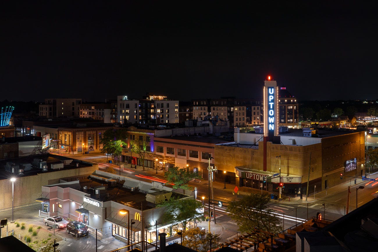 Lit up Uptown Theater sign in Minneapolis | Photos