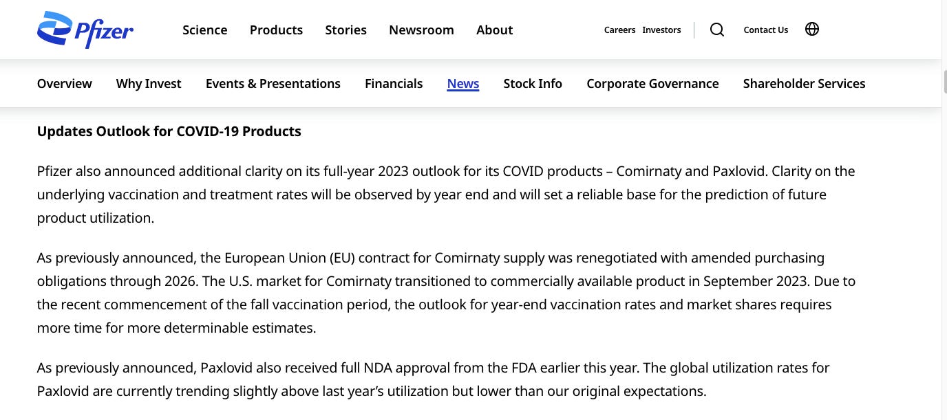 Updated: Pfizer Slashes 2023 Revenue: Cuts $3.5 BILLION: EU Modifies Pfizer Contracts: EPS Decreases by $2 per Share