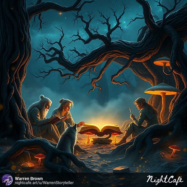 a wolf watcher readers in a forest