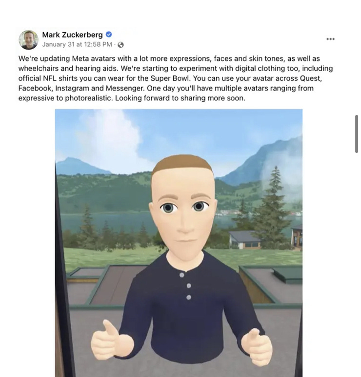 Zuckerberg promovió en la semana el presente y el futuro del avatar 