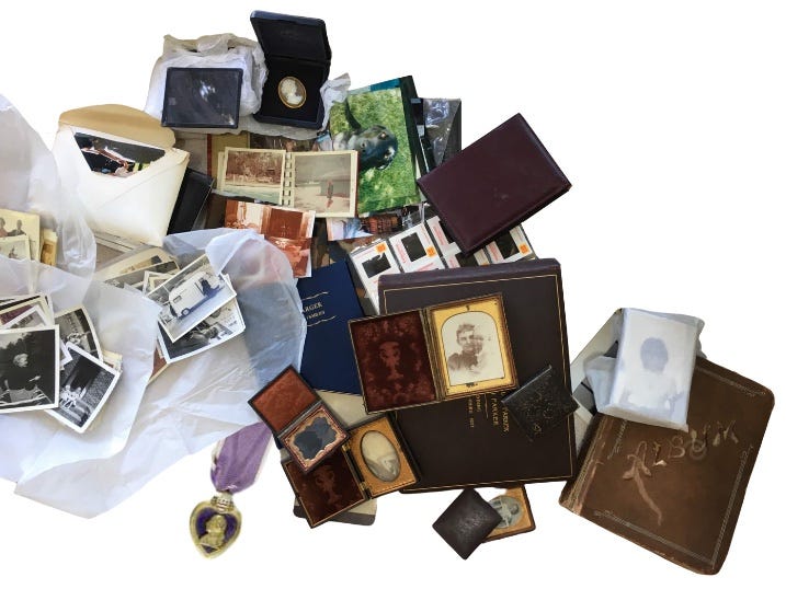 A jumble of photographic materials in disorder