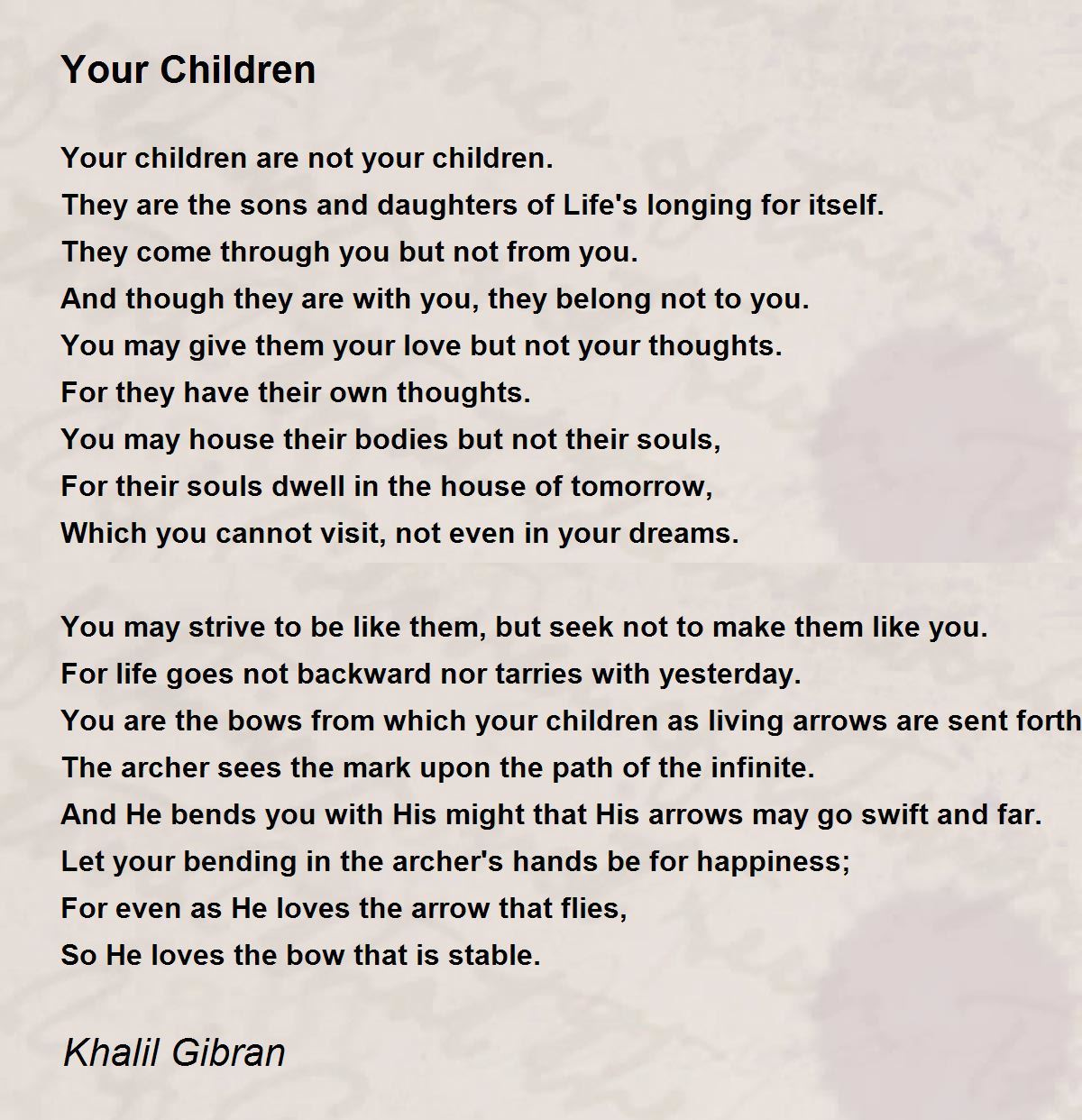 Your Children - Your Children Poem by Kahlil Gibran