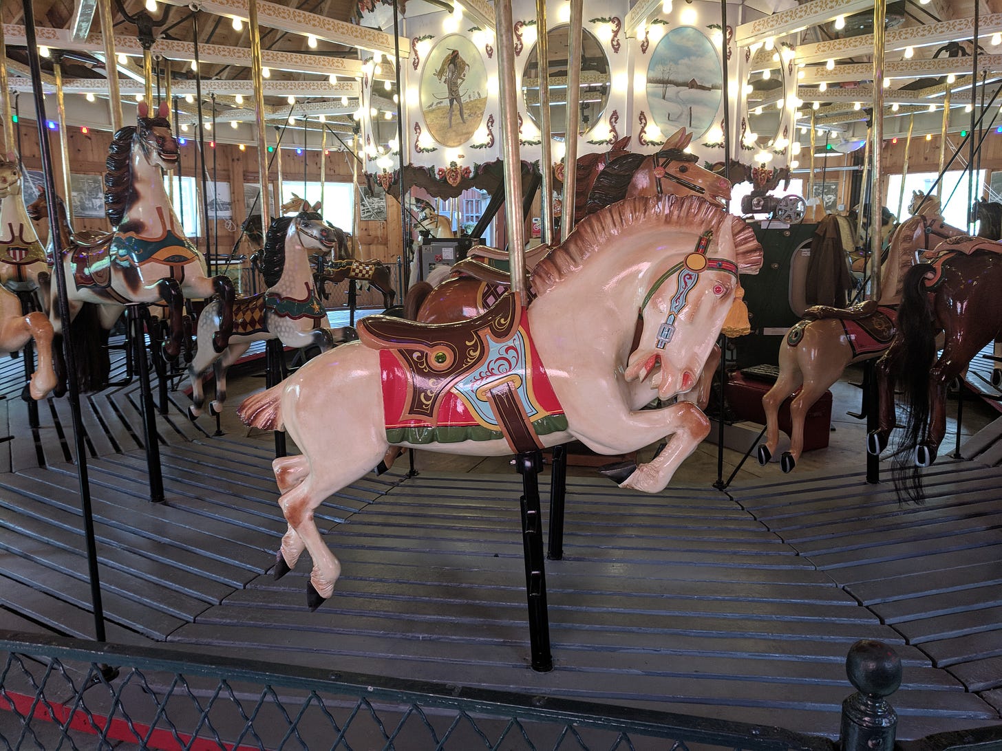 Carousel on display at the Herschell Factory Museum