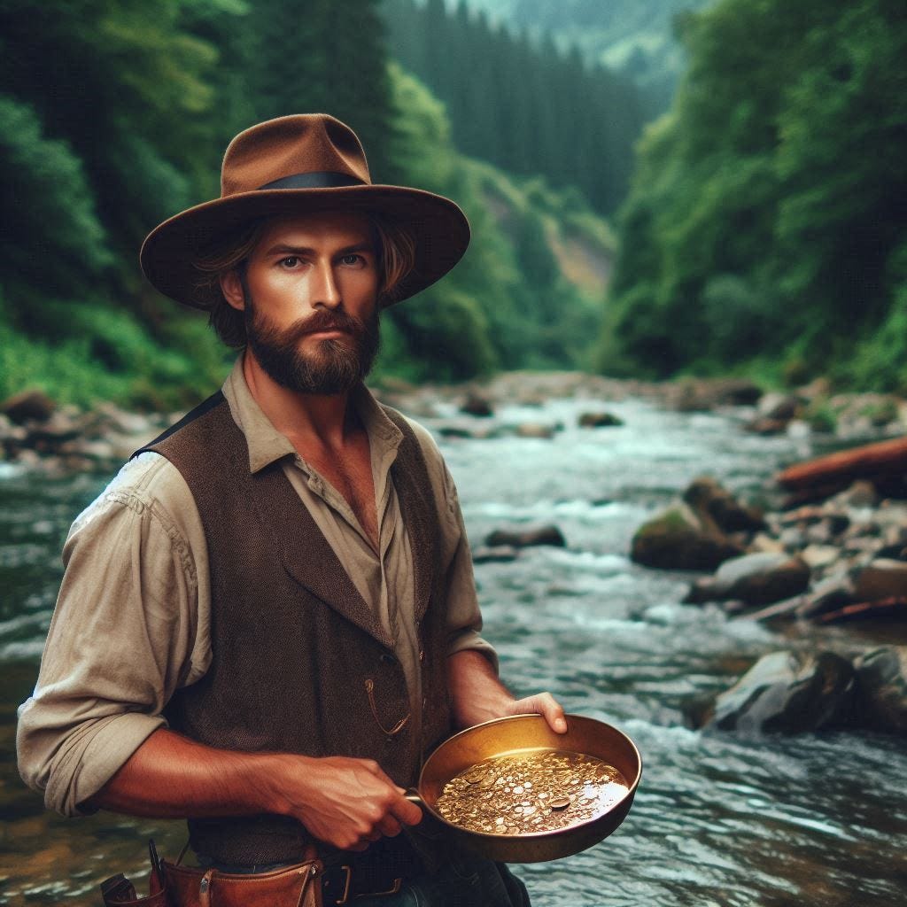 Crocodile Dundee panning for gold