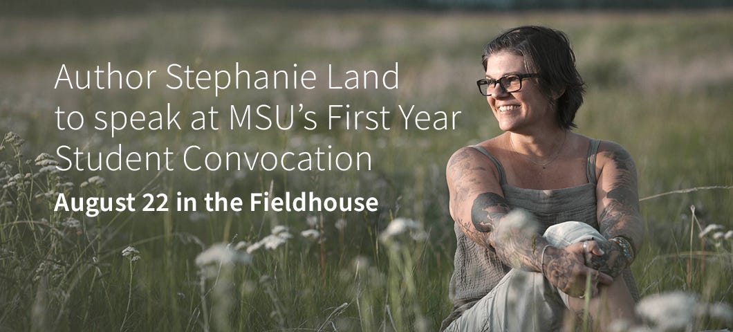 Image of a women sitting in a field.  | Photo courtesy of Stephanie Land