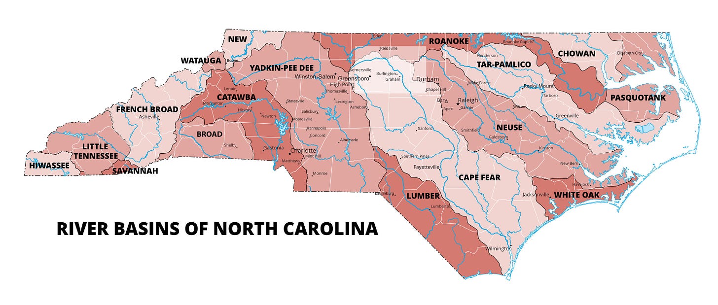 map of North Carolina river basins