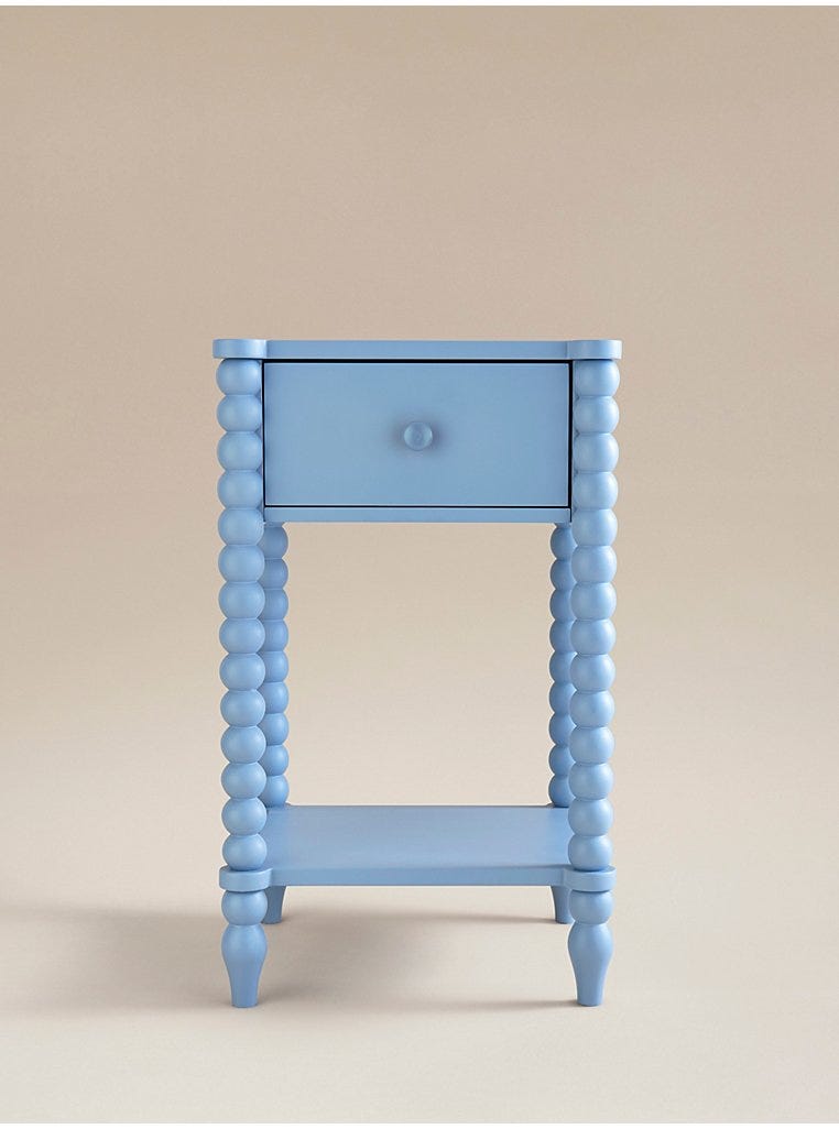 Blue Bobbin Bedside Table