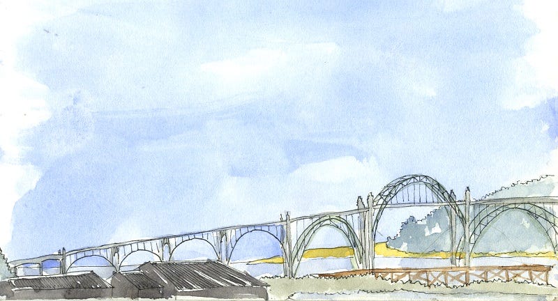 Skech of Yaquina Bay Bridge in Newport