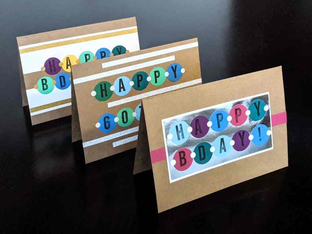 3 easy stamped birthday cards in a row