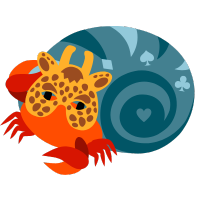 Hermit crab in giraffe mask