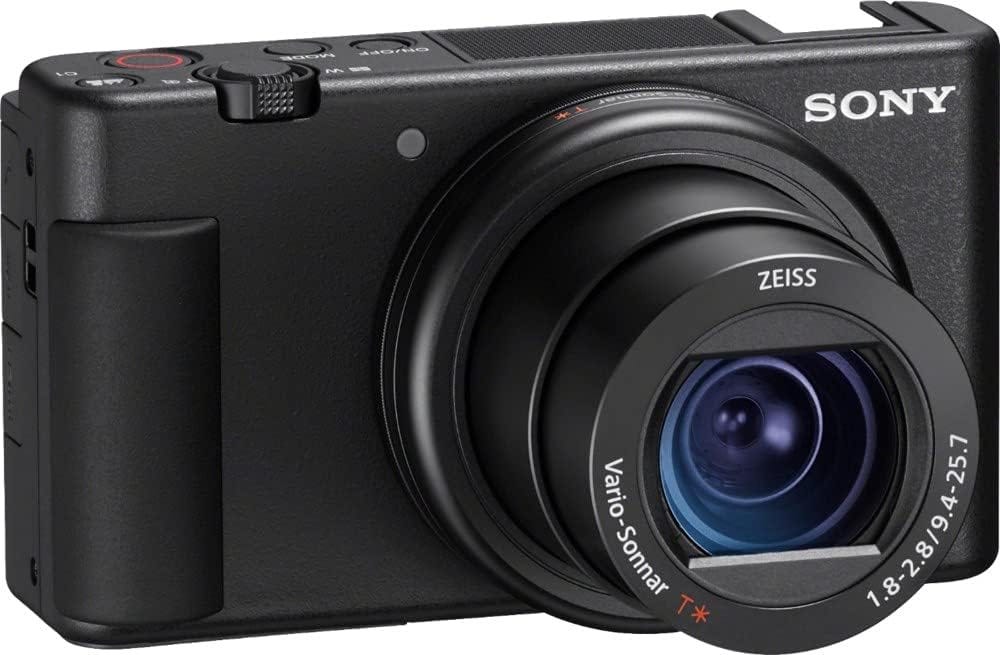 Sony ZV-1 compact camera with flip-out screen and real-time tracking autofocus, designed specifically for vlogging