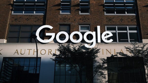 A Google sign on a building. 