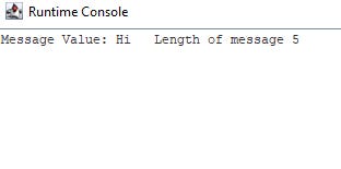 screenshot of the simula console. The value says Message Value: Hi Length of Message: 5
