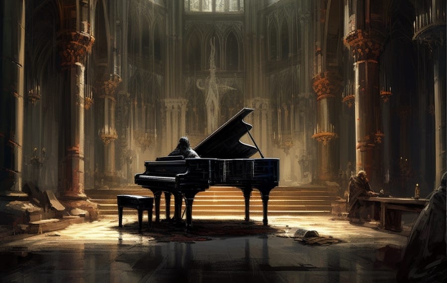 Piano in a cathedral