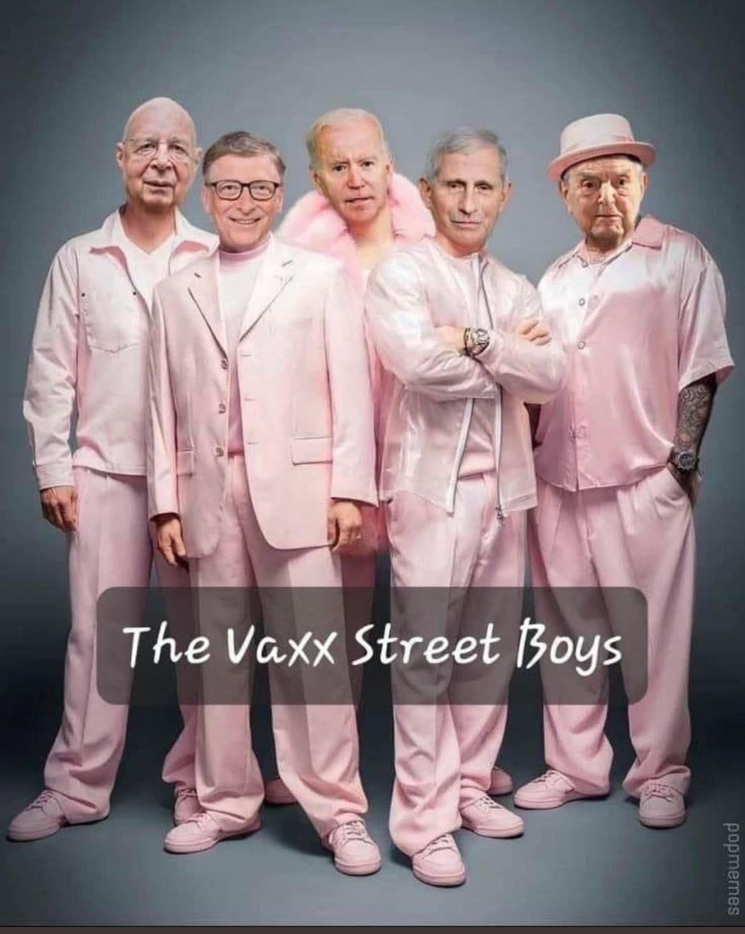 May be an image of 5 people, people standing and text that says 'The Vaxx Street Boys'
